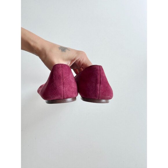 TORY BURCH Wine Burgundy Suede Leather Plastic Logo Driving Loafers, Size 9 - Picture 9 of 13